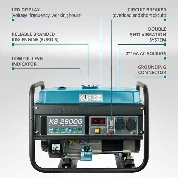 LPG/Gasoline Generator "Könner & Söhnen" KS 2900G
