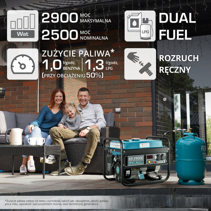 LPG/Benzininis generatorius "Könner & Söhnen" KS 2900G