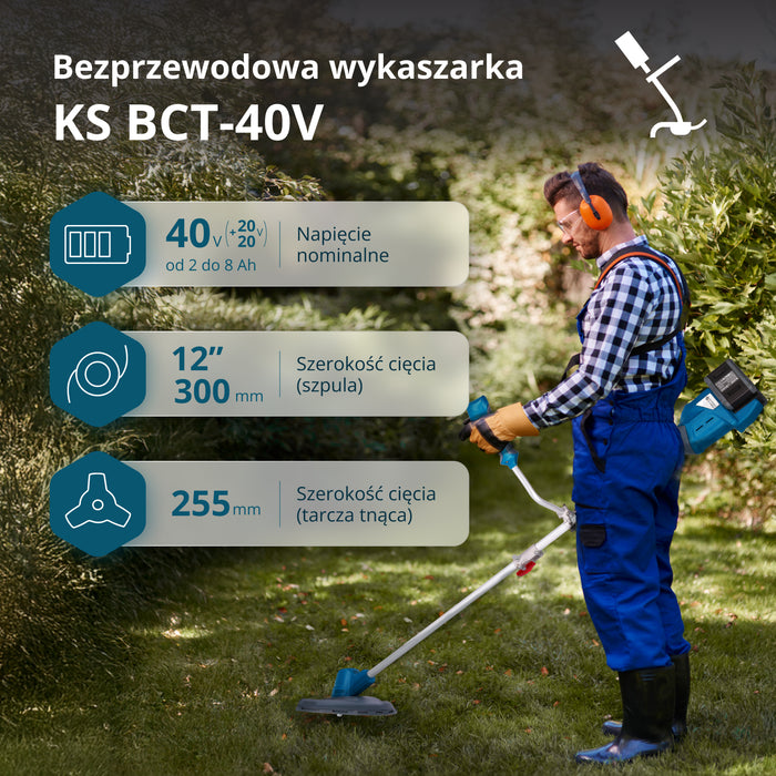 Bezvadu krūmgriezis un auklas trimmeris KS BCT-40V