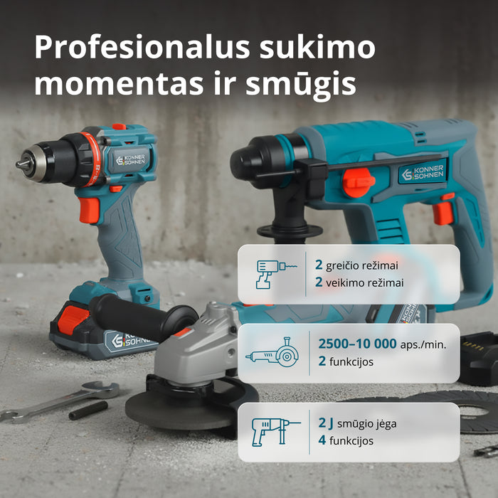 Belaidis Master Rinkinys 3-in-1 Komplektas KS RHAGD 20V RINKINYS 3