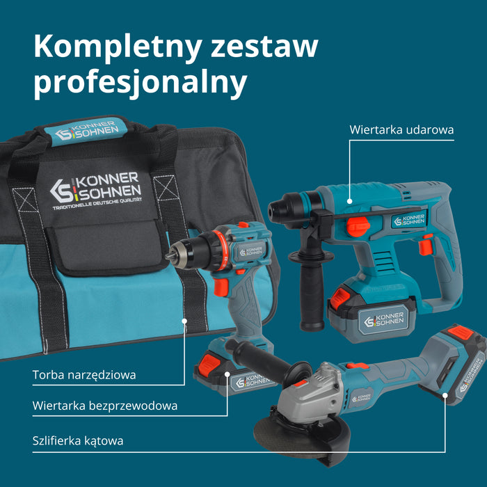 Bezprzewodowy Zestaw Majsterkowicza 3-w-1 KS RHAGD 20V SET 3