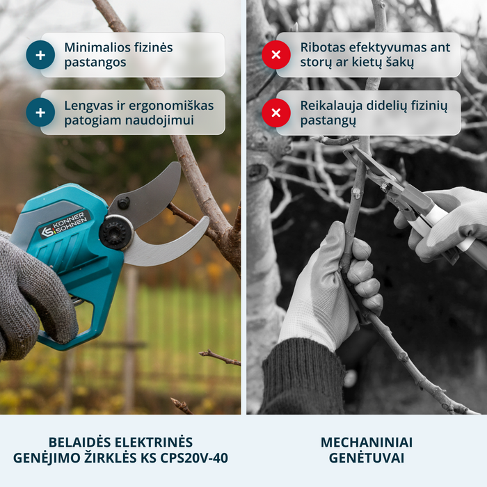 Belaidės elektrinės genėjimo žirklės KS CPS20V-40