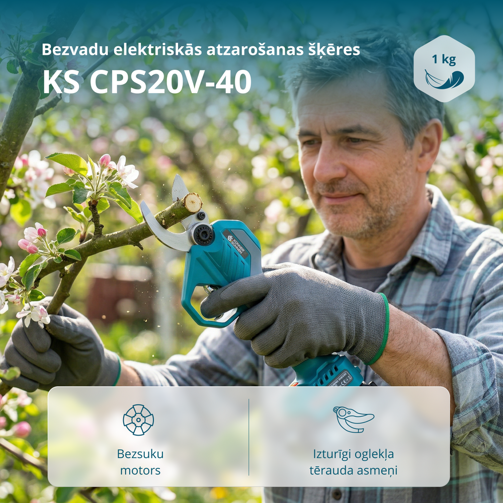 Bezvadu elektriskās atzarošanas šķēres KS CPS20V-40