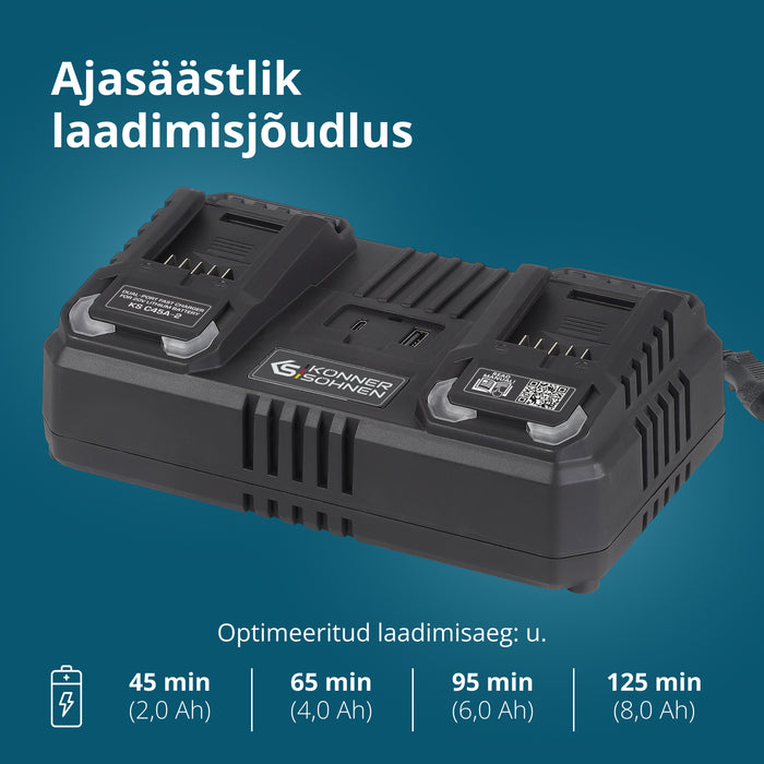 Kahepesaline laadija laetavatele akudele 20V KS C45A-2