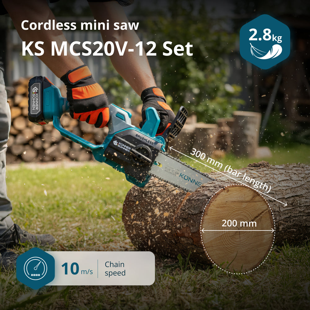 Cordless Mini Chainsaw KS MCS20V-12 SET PLUS