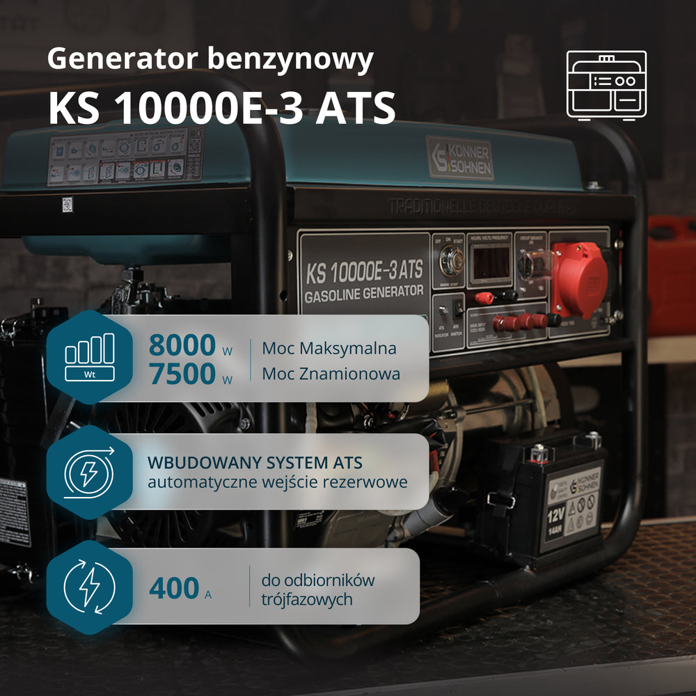 Benzininis generatorius "Könner & Söhnen" KS 10000E-3 ATS