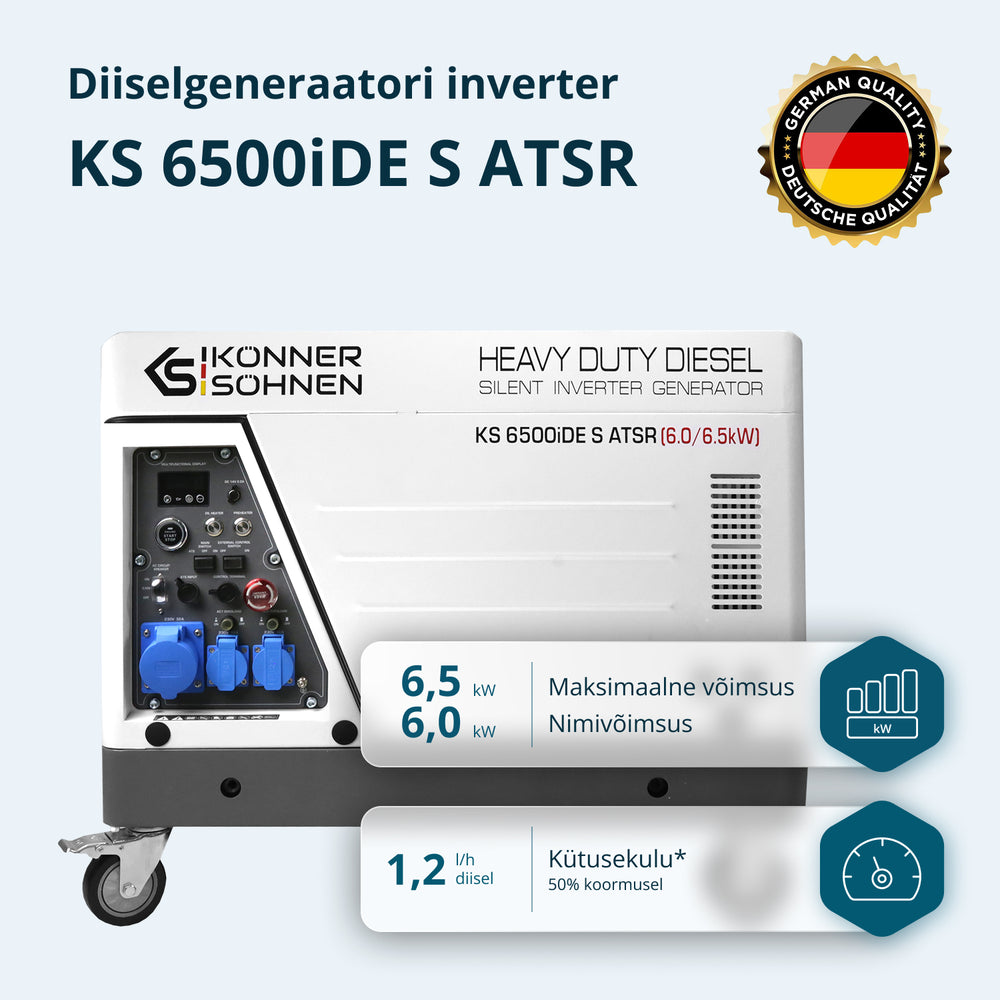 Diisel-invertergeneraator helikindlas korpuses KS 6500iDE S ATSR