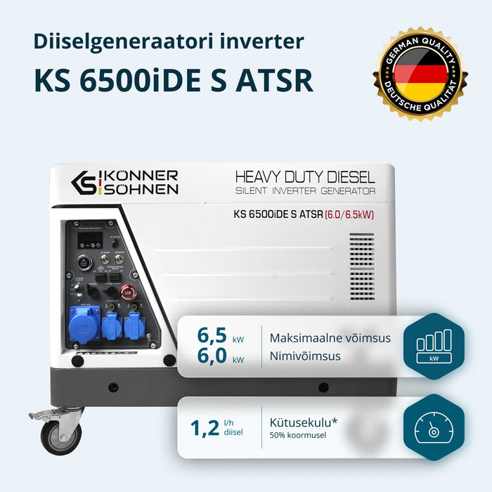 Diisel-invertergeneraator helikindlas korpuses KS 6500iDE S ATSR