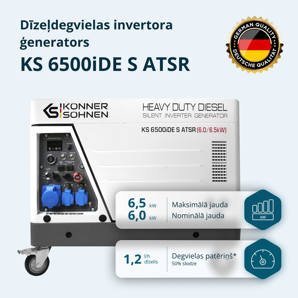 Dīzeļa invertora ģenerators skaņu izolējošā korpusā KS 6500iDE S ATSR
