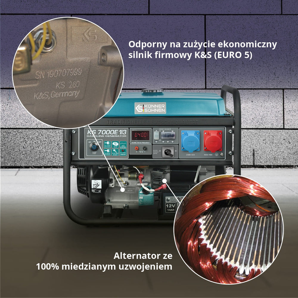 Bensiinigeneraator "Könner & Söhnen" KS 7000E 1/3