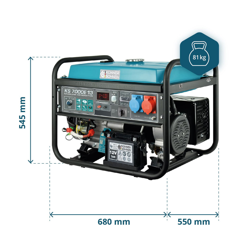 Bensiinigeneraator "Könner & Söhnen" KS 7000E 1/3