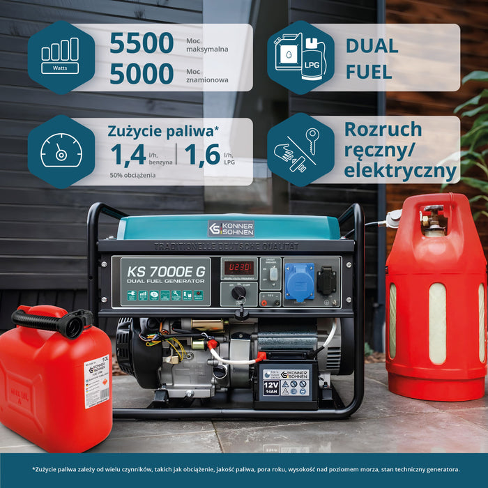 LPG/Benzīna ģenerators "Könner & Söhnen" KS 7000E G