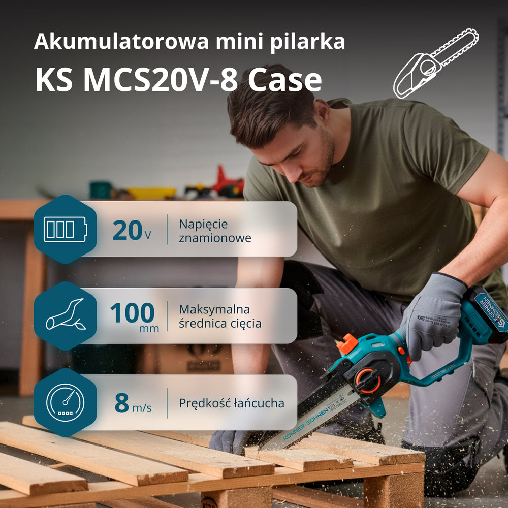 Akumulatorowa mini pilarka KS MCS20V-8 Case