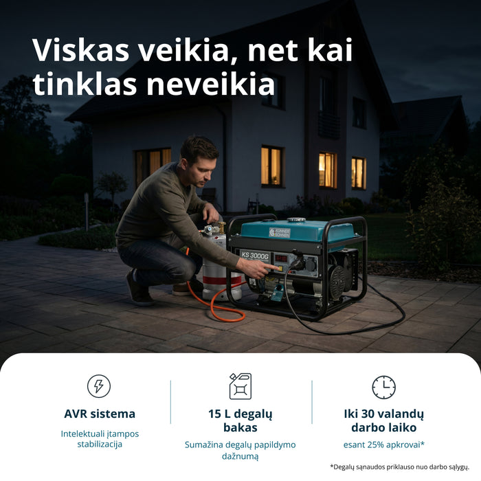 LPG/Benzininis generatorius "Könner & Söhnen" KS 3000G