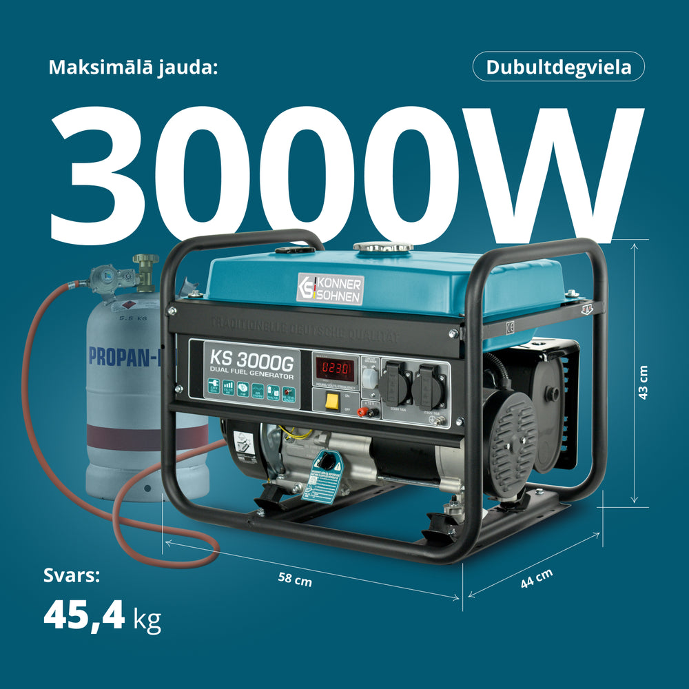 LPG/Benzīna ģenerators "Könner & Söhnen" KS 3000G