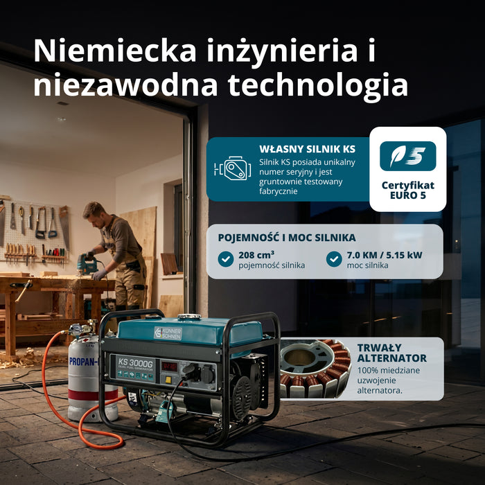 Generator benzynowo-gazowy „Könner & Söhnen” KS 3000G