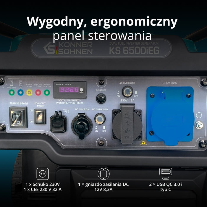 Kettős Üzemanyagú Inverteres Generátor KS 6500iEG